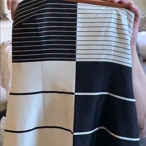 Black and white strapless dress